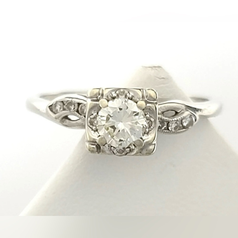 🩶 SOLD! 🩶 Retro Mid Century 14K Gold Diamond Ring - Antique Art Deco - Picture 6 of 13